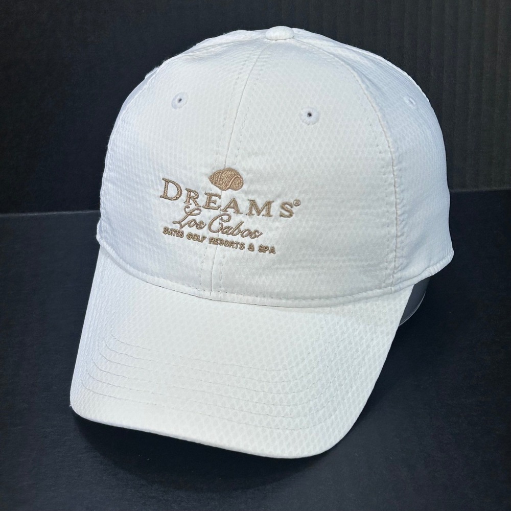 Dreams Los Cabos Men White Ahead Performance Golf Hat Mid-Fit OSFA 1013